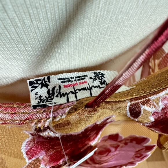 NWT Free People Bed of Roses Slip Gold Wood Combo size Medium - Picture 8 of 14